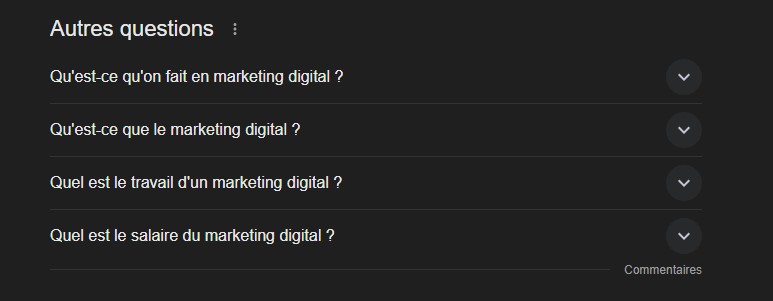 Fonctionnalité "Autres Questions" de Google