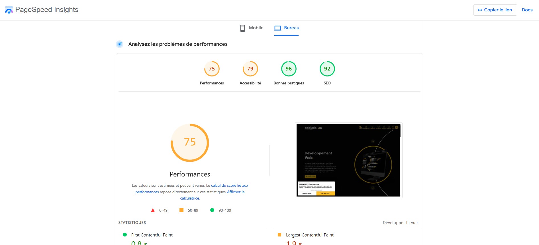 Outil Page Speed Insight pour comprendre et améliorer ses Core Web Vitals