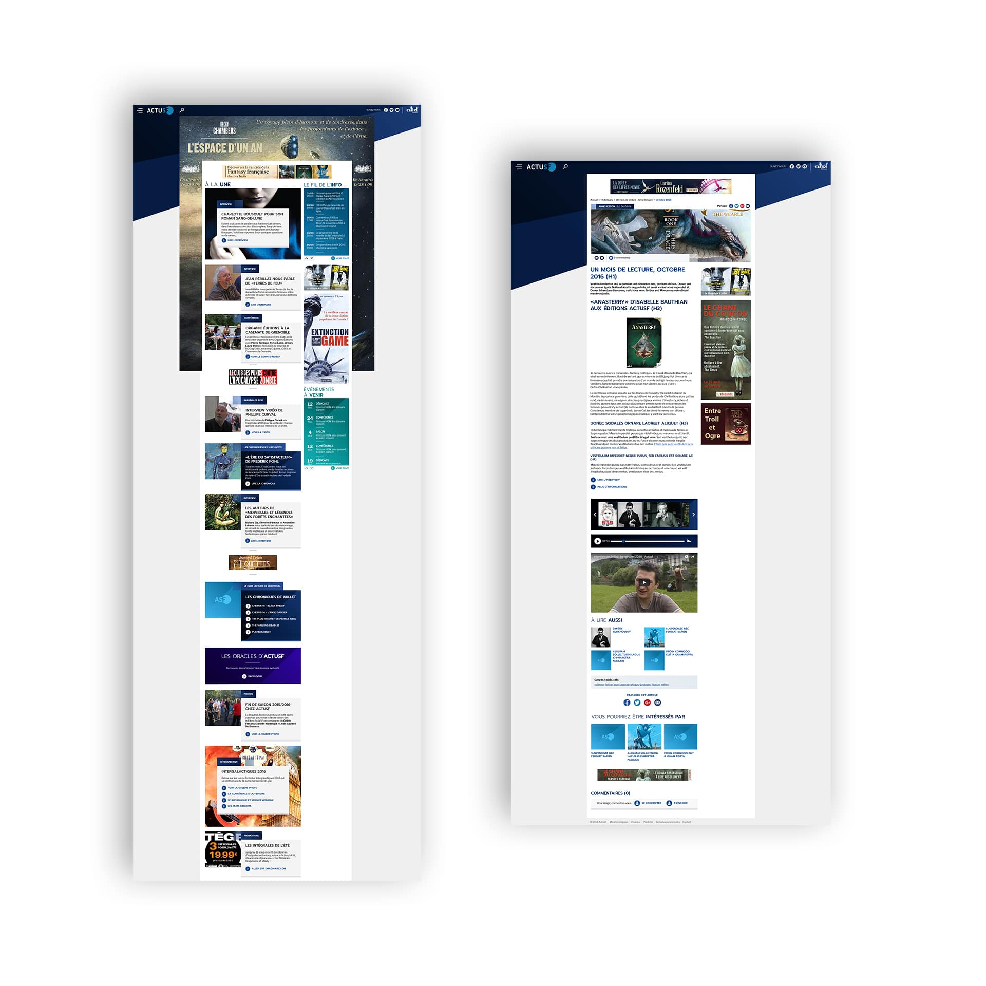 Maquettes site ActuSF