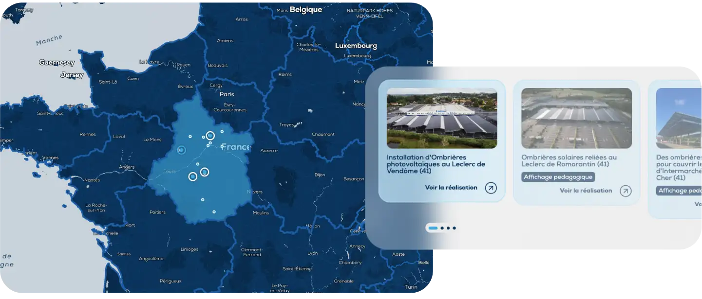 Carte interactive des réalisations sur le site Developp'Sun