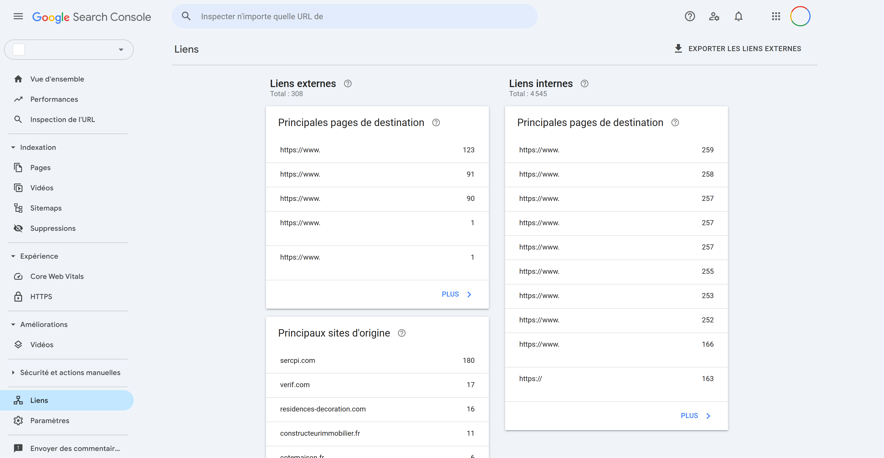 Identifier les liens entrants et sortants sur la Google Search Console